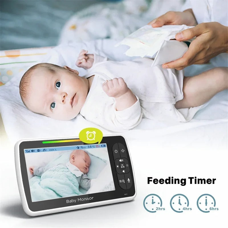 מסך תינוק בגודל 5 אינץ' עם מצלמת Pan-Tilt-Zoom